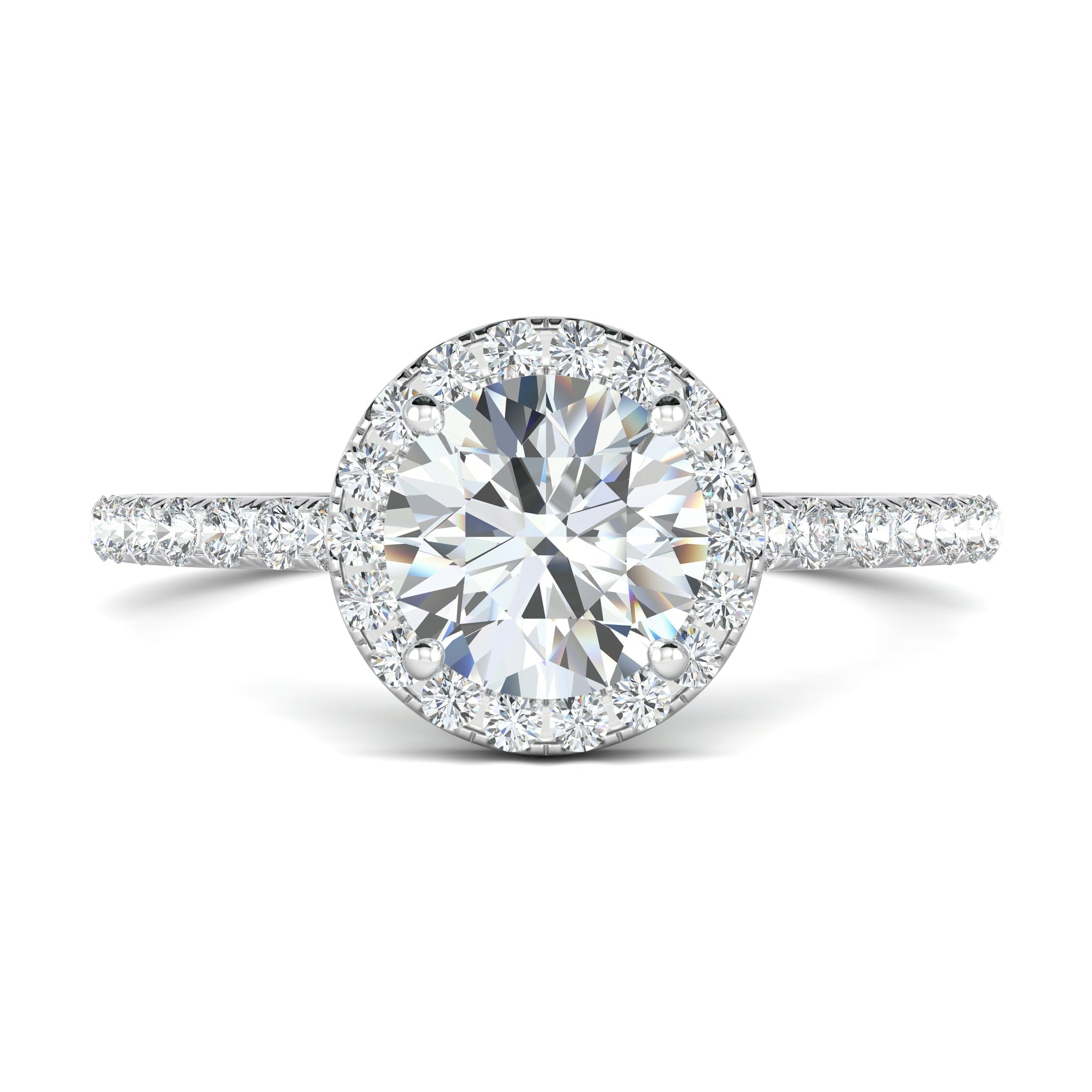 1.0 CT Round Cut Halo Moissanite Engagement Ring 8