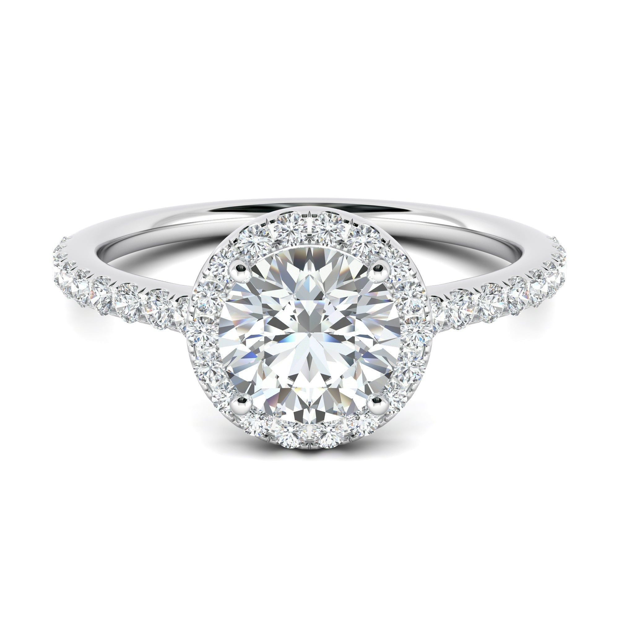 1.0 CT Round Cut Halo Moissanite Engagement Ring 7