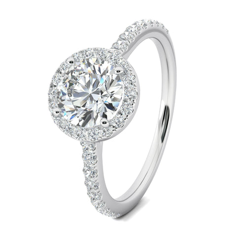 1.0 CT Round Cut Halo Moissanite Engagement Ring 9