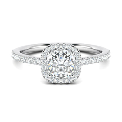 0.76 CT Cushion Halo CVD F/VS1 Diamond Engagement Ring 1