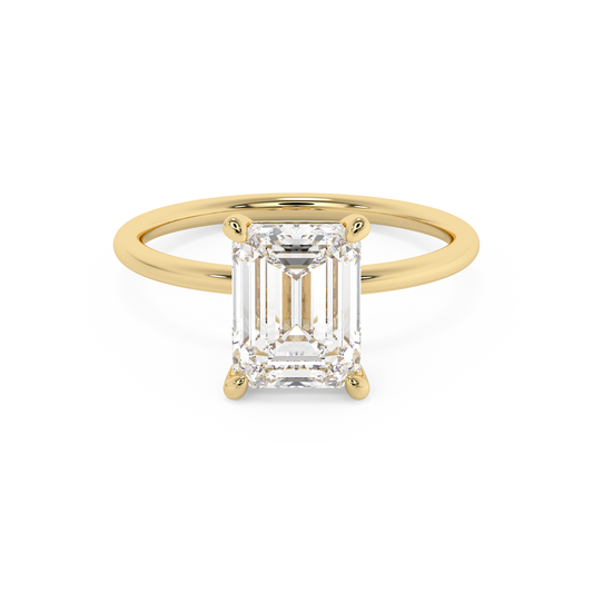 Emerald Solitaire Lab Grown Diamond Engagement Ring