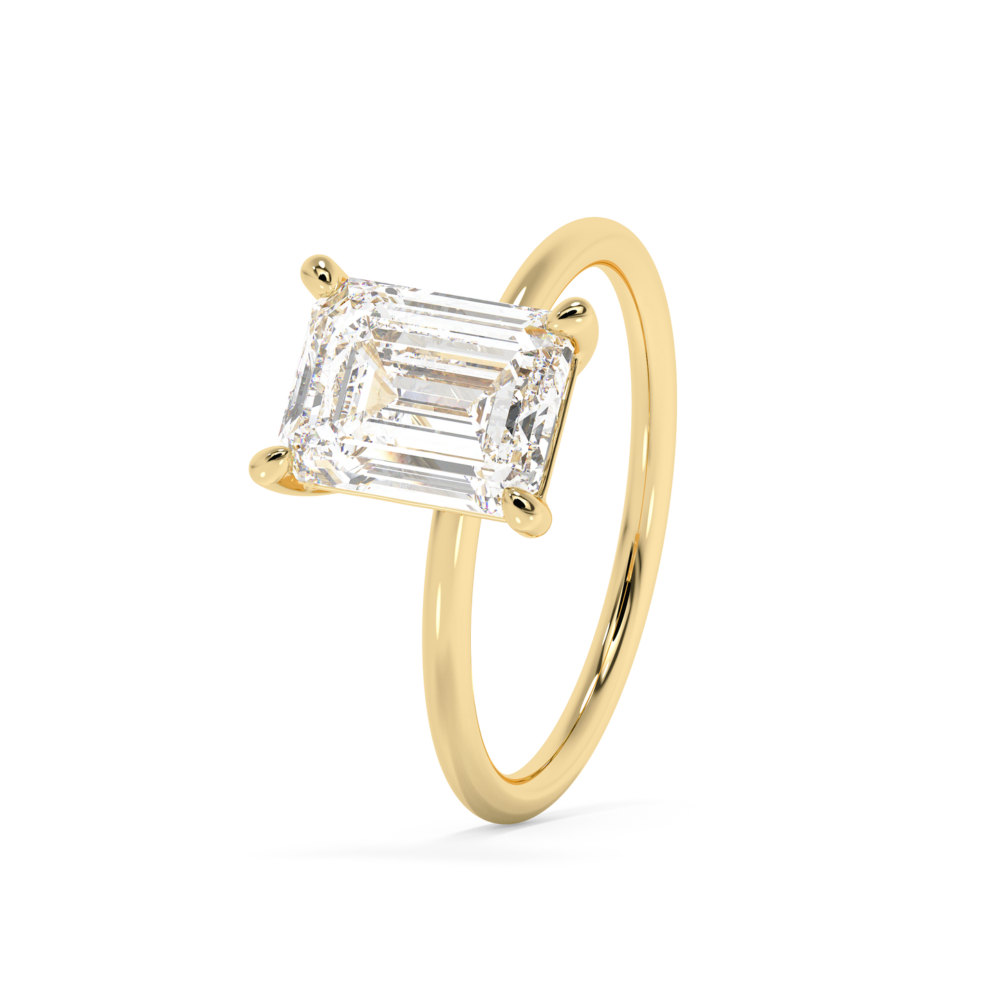 Emerald Solitaire Lab Grown Diamond Engagement Ring