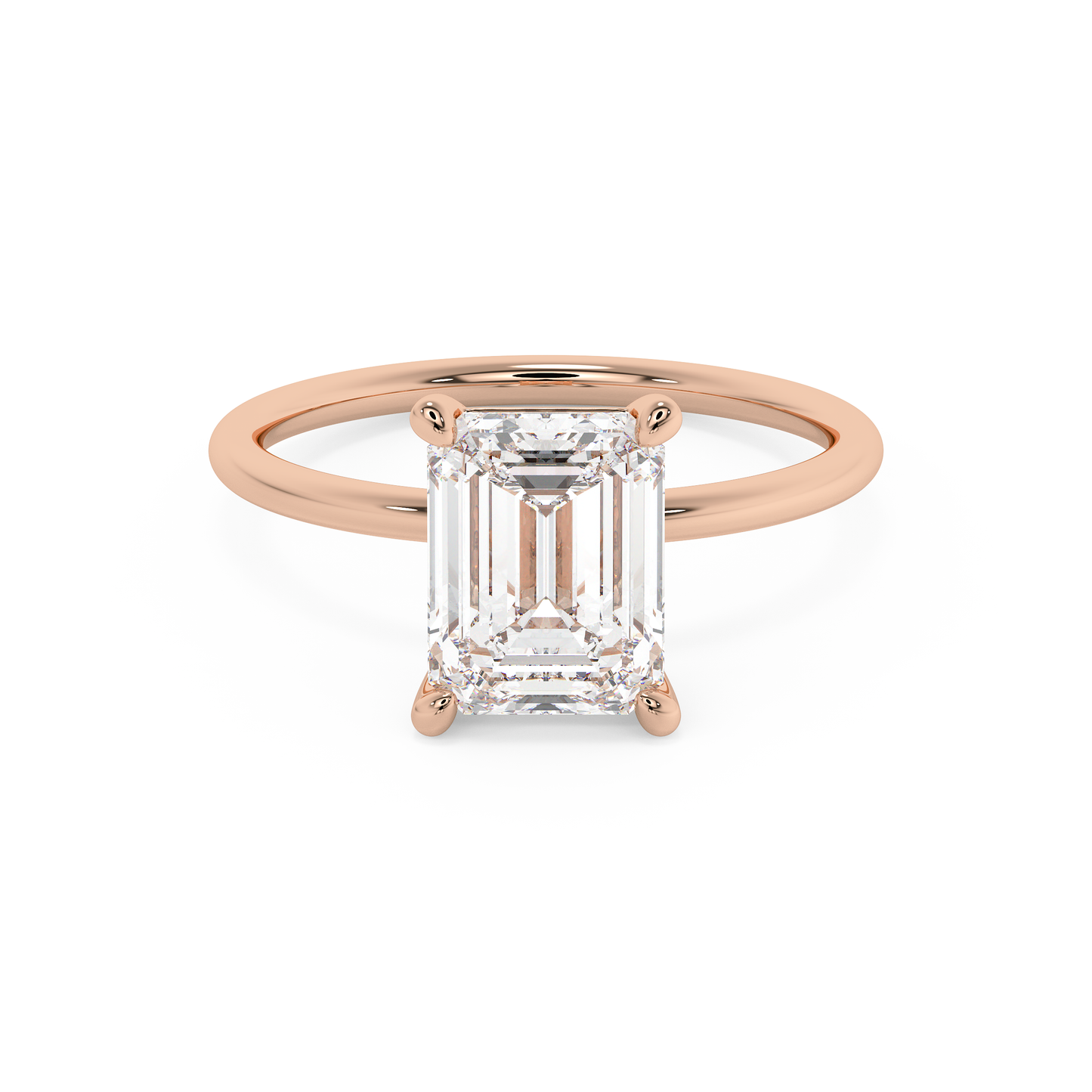 Emerald Solitaire Lab Grown Diamond Engagement Ring