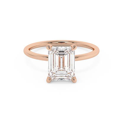Emerald Solitaire Lab Grown Diamond Engagement Ring