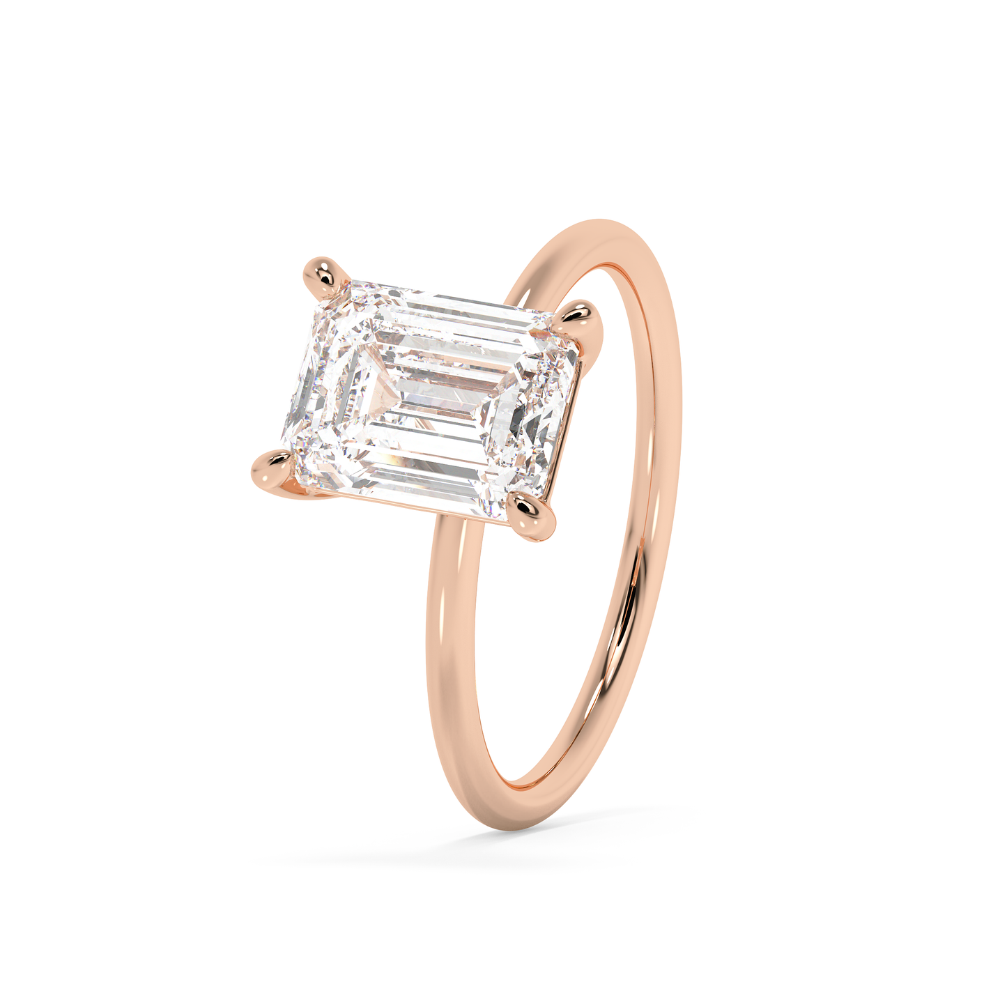 Emerald Solitaire Lab Grown Diamond Engagement Ring
