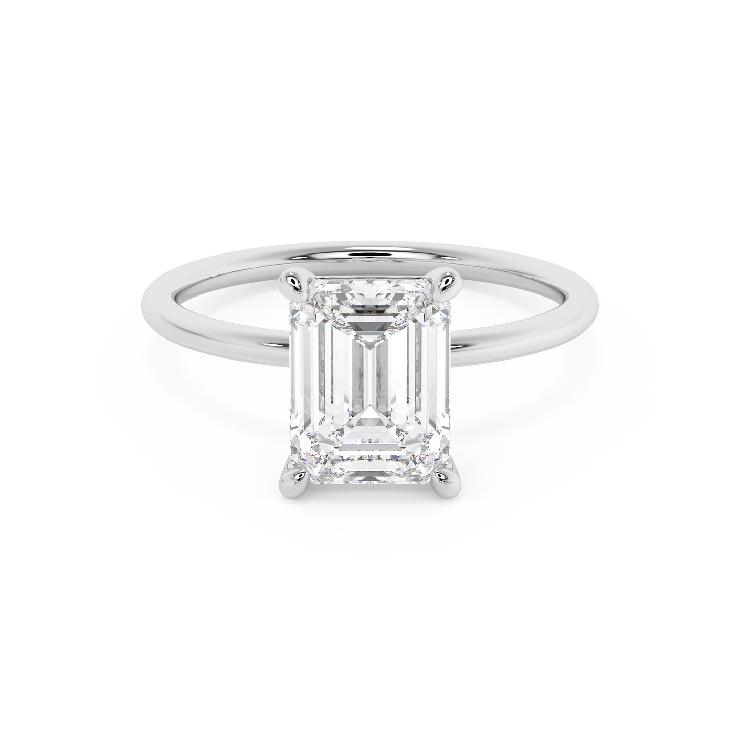 Emerald Solitaire Lab Grown Diamond Engagement Ring