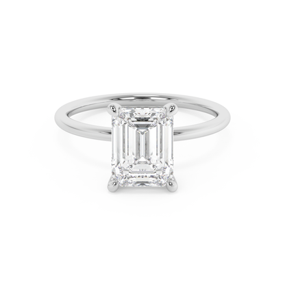 Emerald Solitaire Lab Grown Diamond Engagement Ring