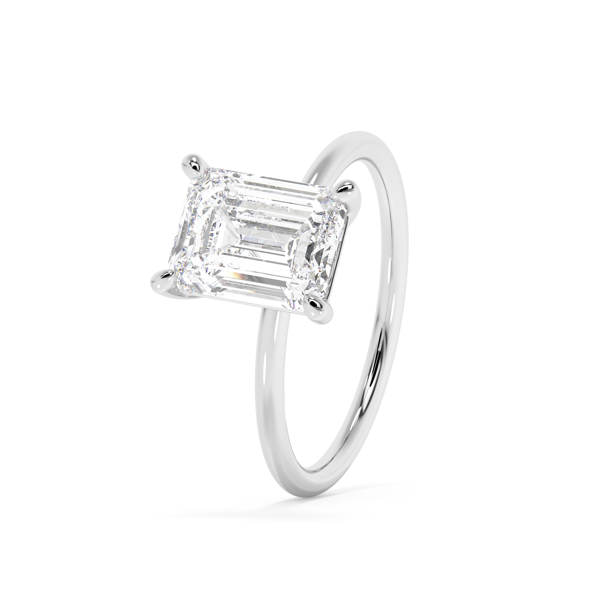 Emerald Solitaire Lab Grown Diamond Engagement Ring