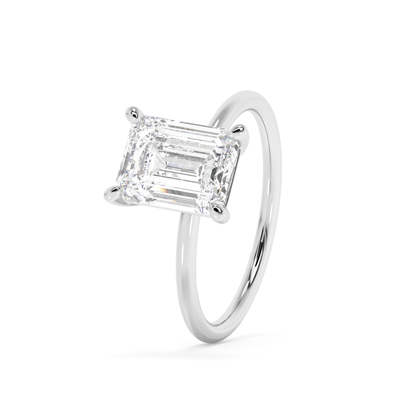 Emerald Solitaire Lab Grown Diamond Engagement Ring