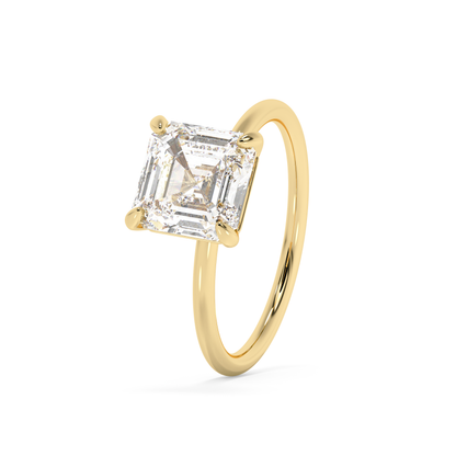 Emerald Solitaire Lab Grown Diamond Engagement Ring