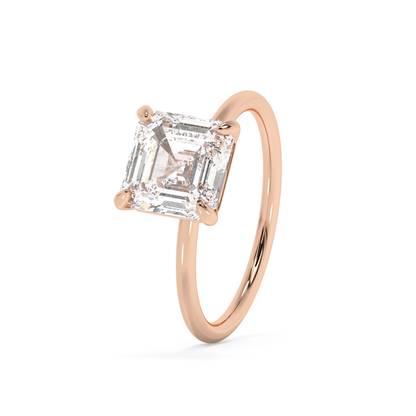 Emerald Solitaire Lab Grown Diamond Engagement Ring