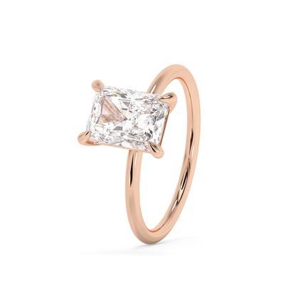 Emerald Solitaire Lab Grown Diamond Engagement Ring