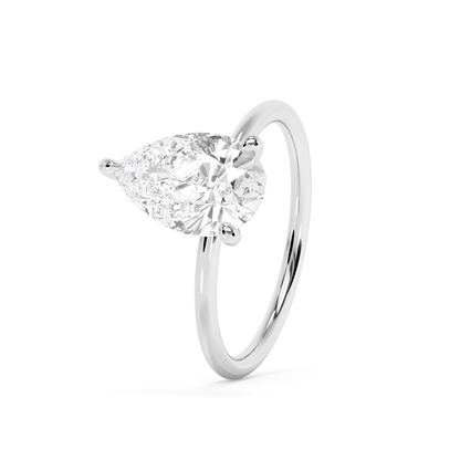 Emerald Solitaire Lab Grown Diamond Engagement Ring