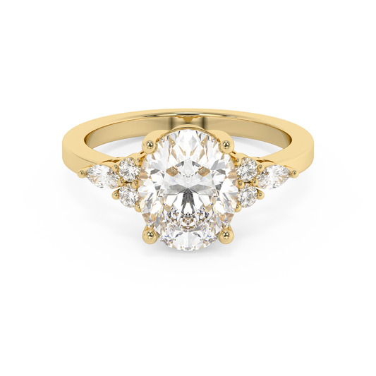 Emerald Solitaire Lab Grown Diamond Engagement Ring