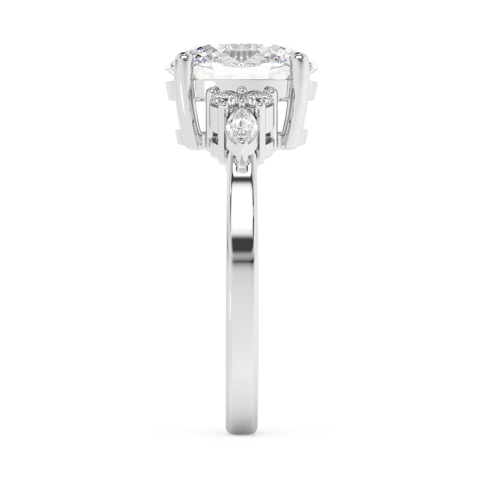 Emerald Solitaire Lab Grown Diamond Engagement Ring
