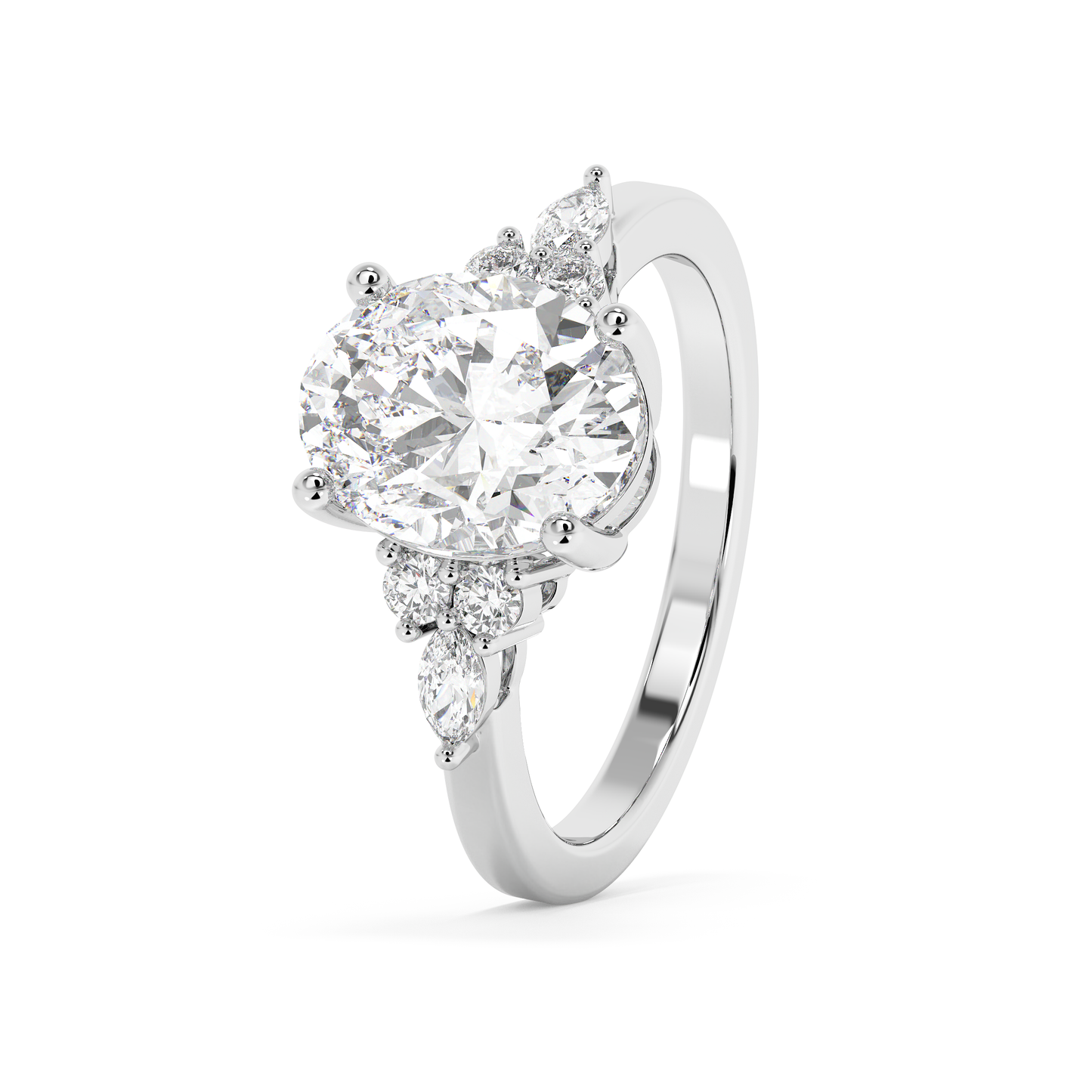Emerald Solitaire Lab Grown Diamond Engagement Ring