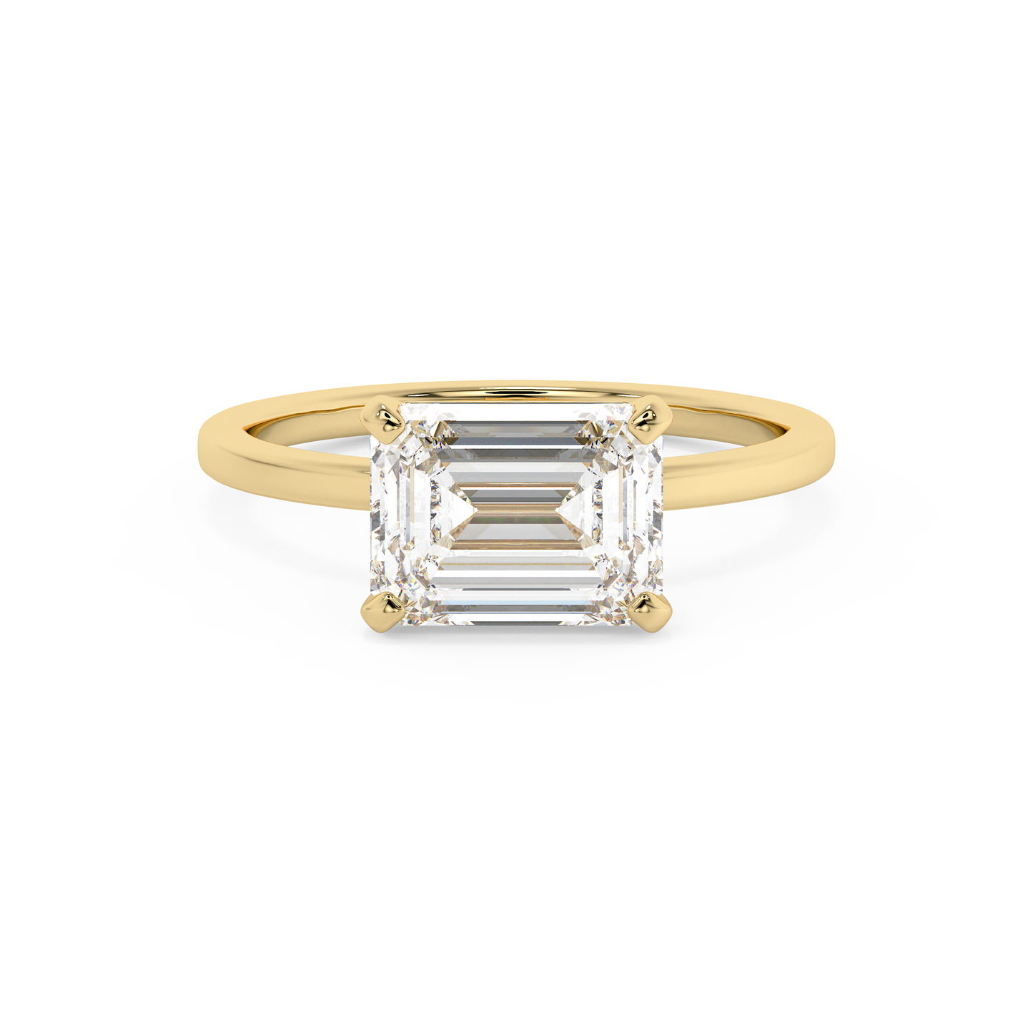 Emerald Solitaire Lab Grown Diamond Engagement Ring