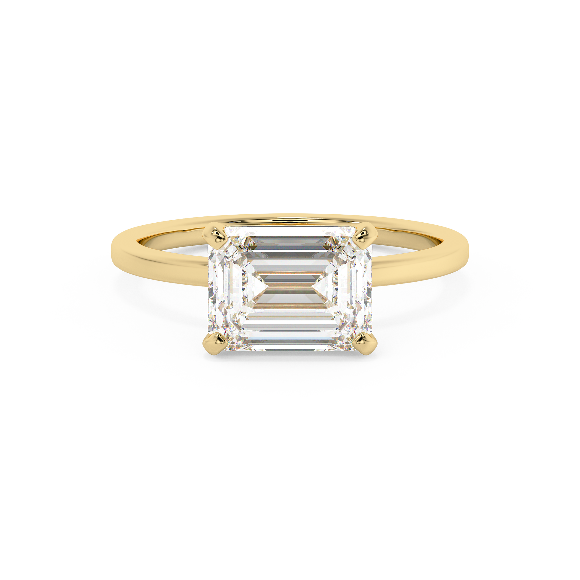 Emerald Solitaire Lab Grown Diamond Engagement Ring