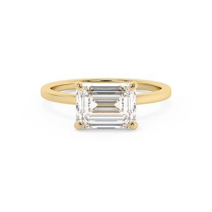 Emerald Solitaire Lab Grown Diamond Engagement Ring