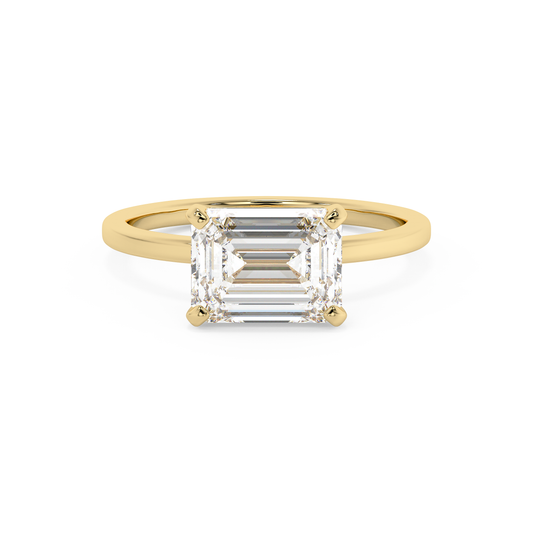 Emerald Solitaire Lab Grown Diamond Engagement Ring