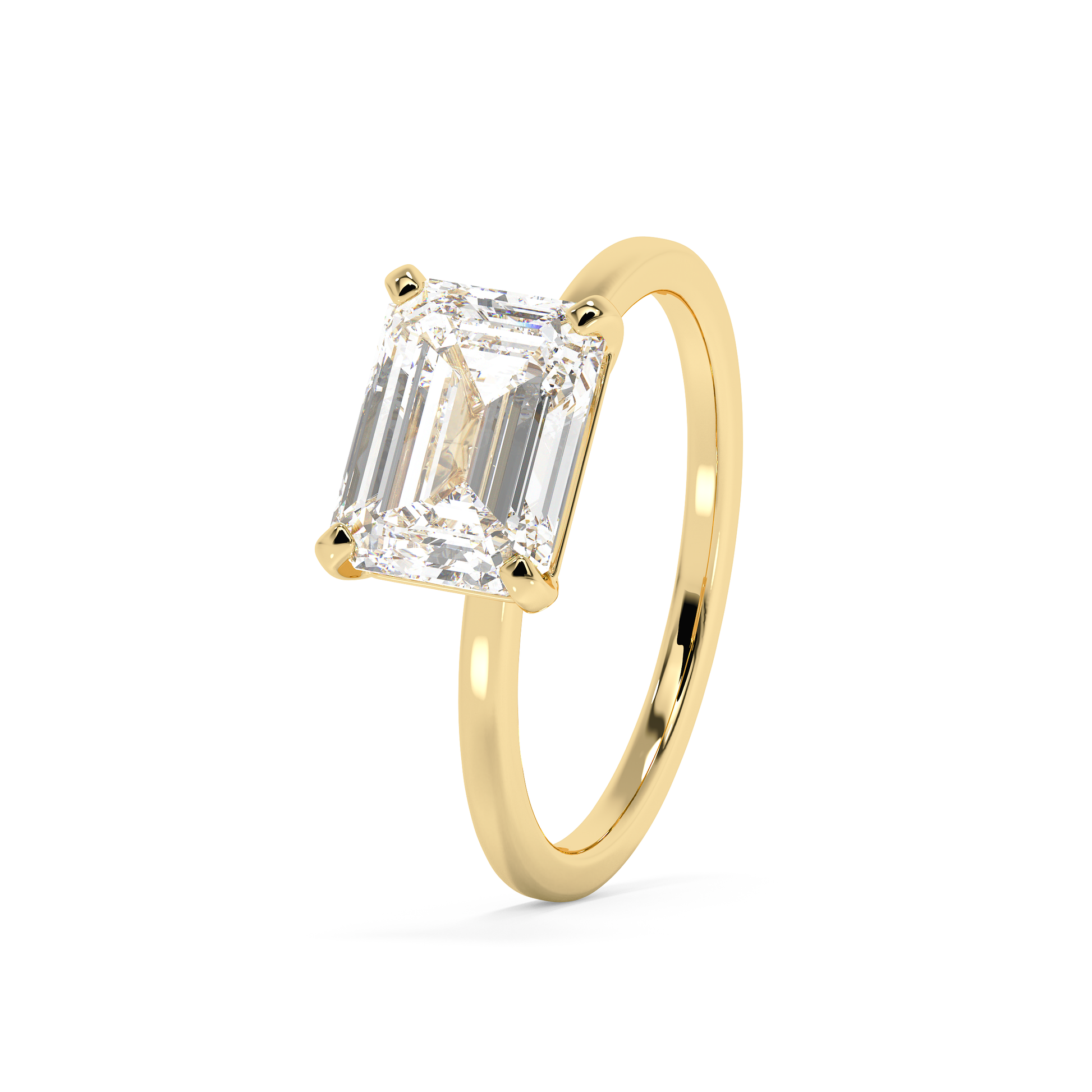 Emerald Solitaire Lab Grown Diamond Engagement Ring