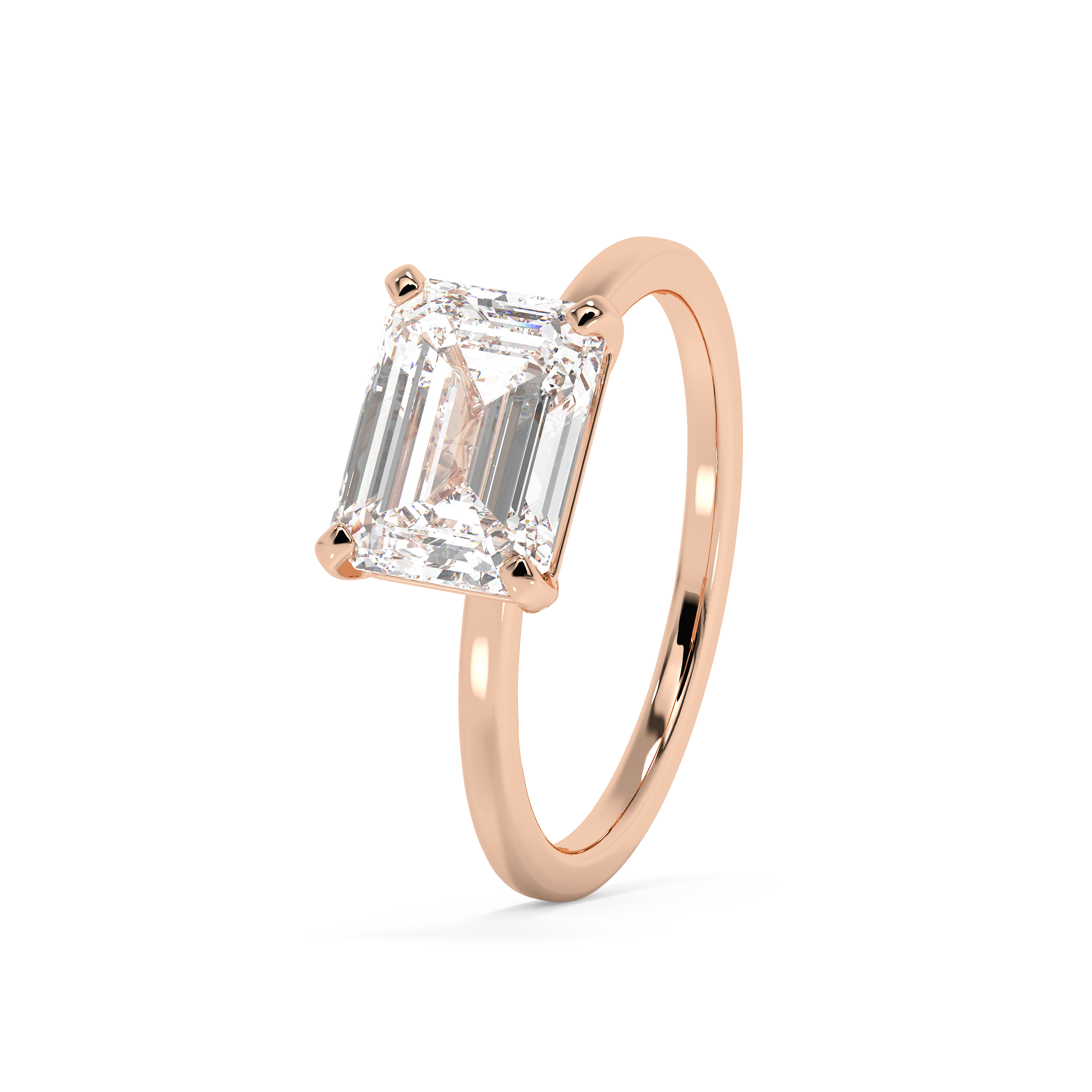 Emerald Solitaire Lab Grown Diamond Engagement Ring