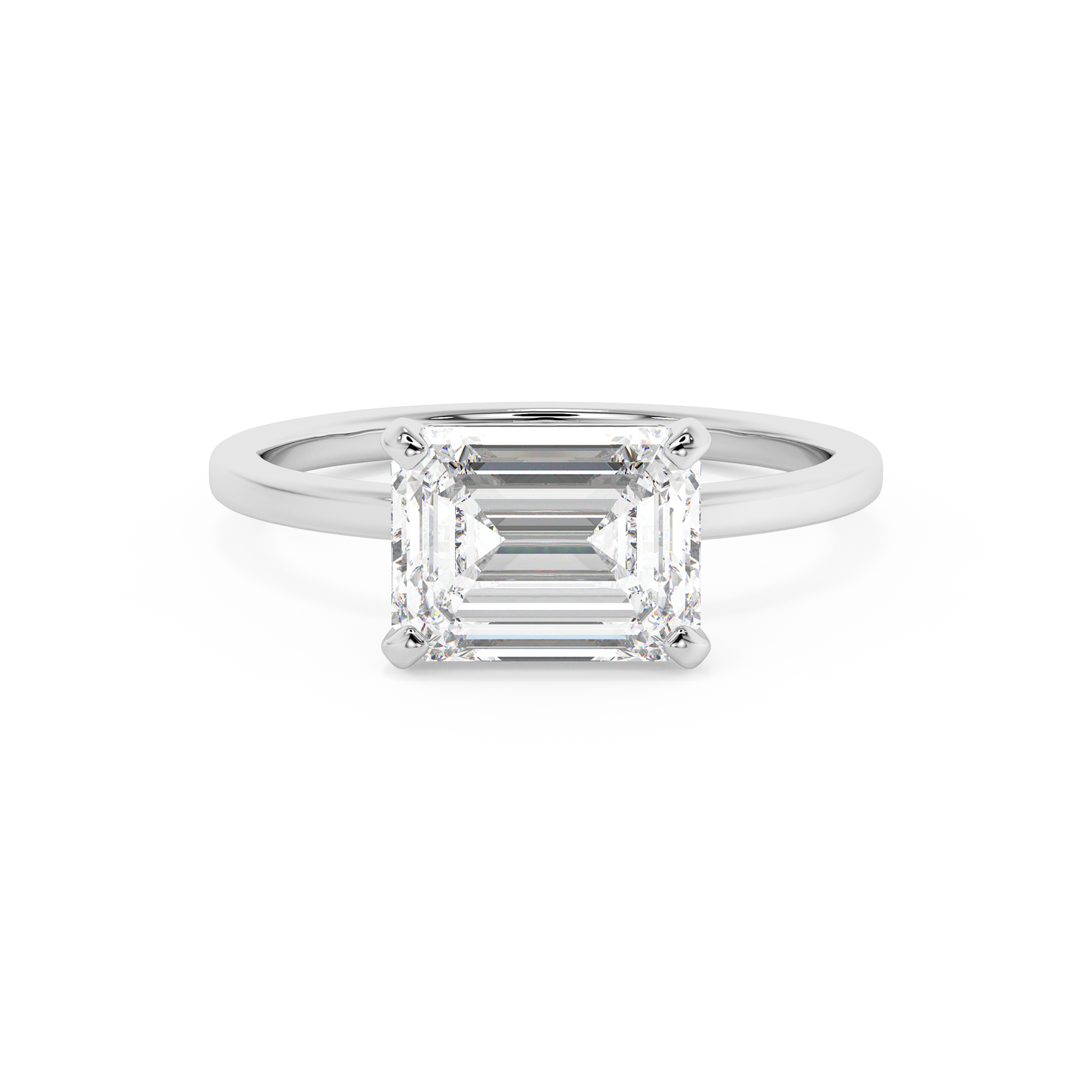 Emerald Solitaire Lab Grown Diamond Engagement Ring