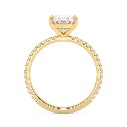 Emerald Solitaire Lab Grown Diamond Engagement Ring