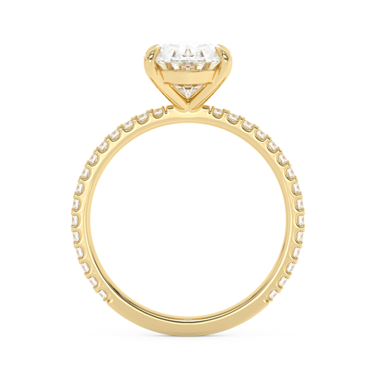 Emerald Solitaire Lab Grown Diamond Engagement Ring