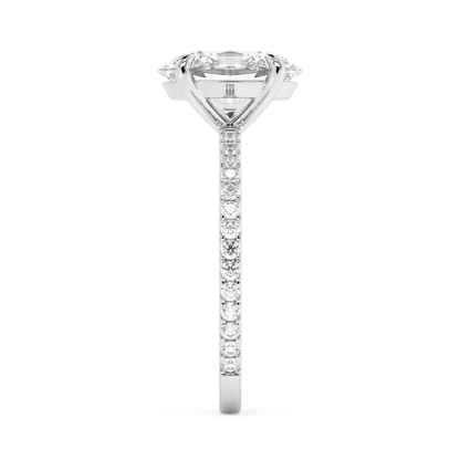 Emerald Solitaire Lab Grown Diamond Engagement Ring