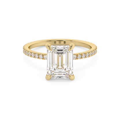 Emerald Solitaire Lab Grown Diamond Engagement Ring