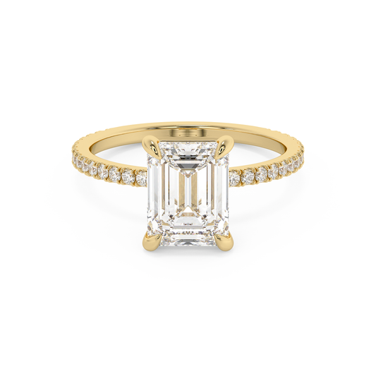 Emerald Solitaire Lab Grown Diamond Engagement Ring