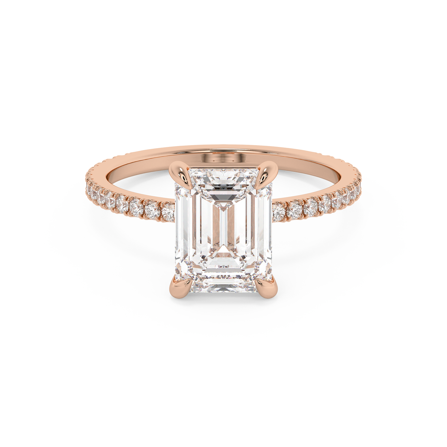 Emerald Solitaire Lab Grown Diamond Engagement Ring