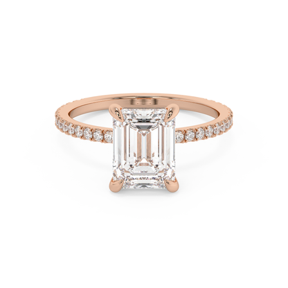 Emerald Solitaire Lab Grown Diamond Engagement Ring