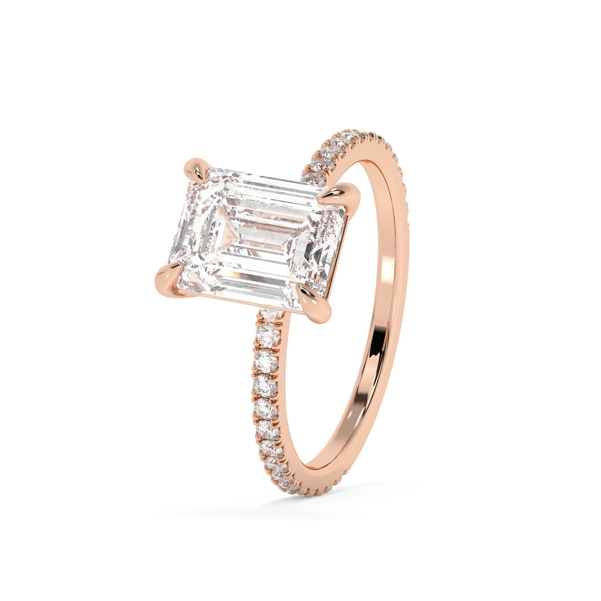 Emerald Solitaire Lab Grown Diamond Engagement Ring