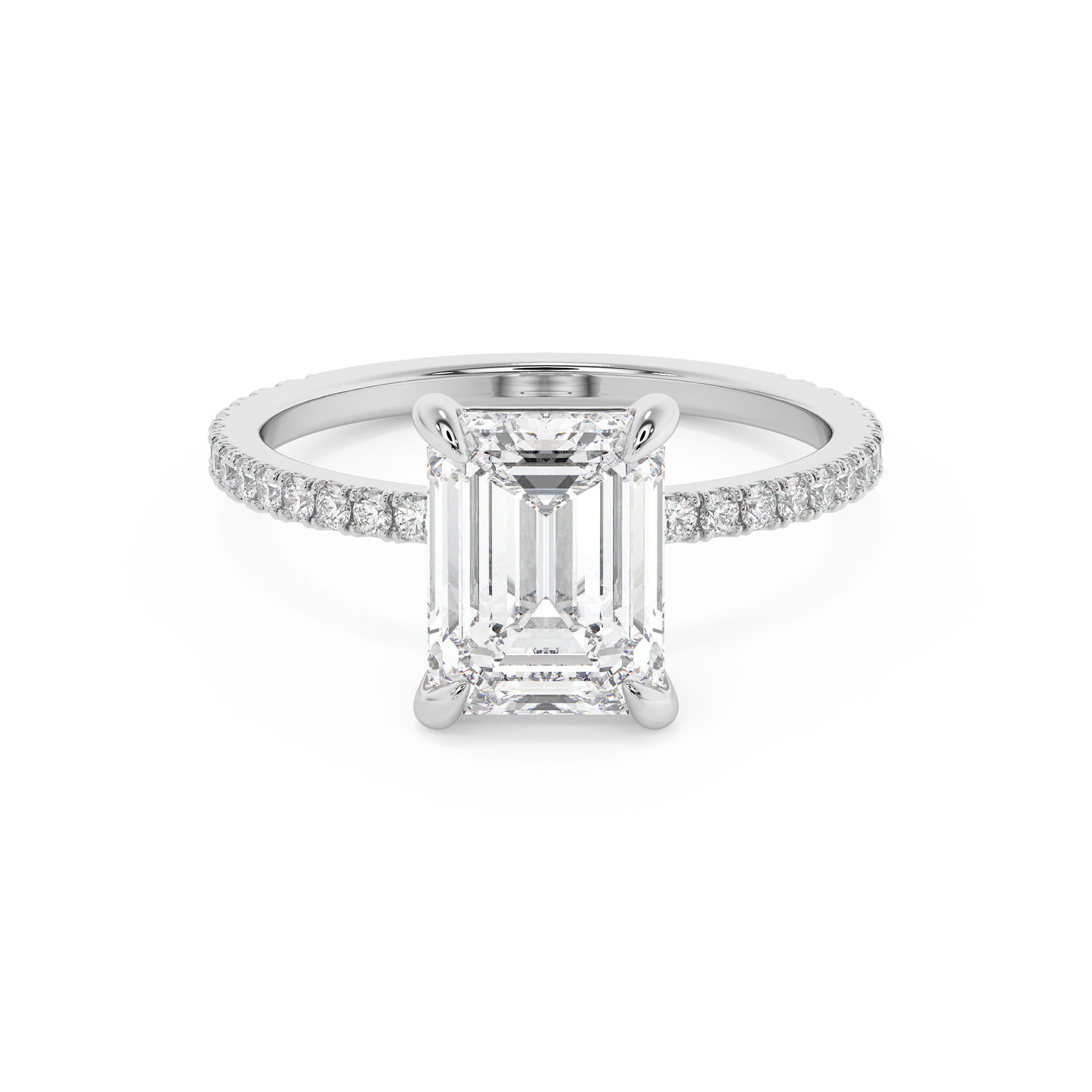 Emerald Solitaire Lab Grown Diamond Engagement Ring