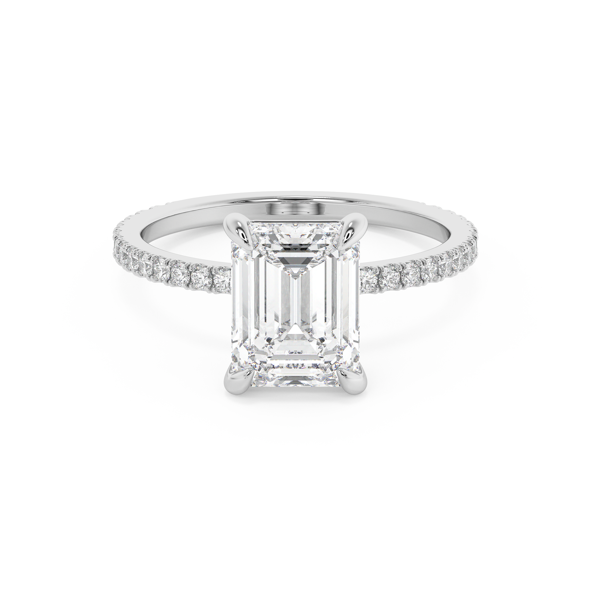 Emerald Solitaire Lab Grown Diamond Engagement Ring