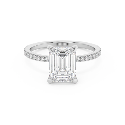 Emerald Solitaire Lab Grown Diamond Engagement Ring