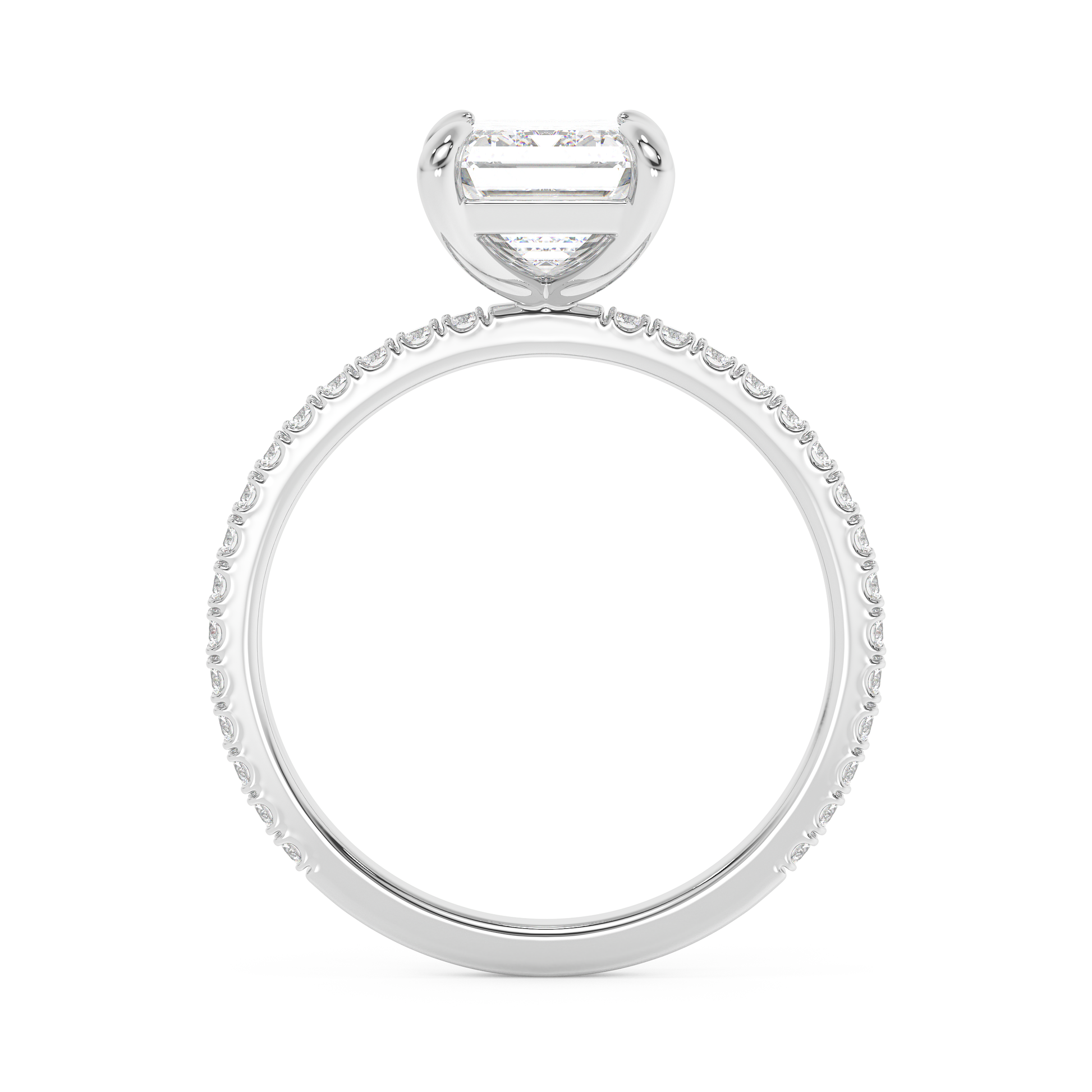 Emerald Solitaire Lab Grown Diamond Engagement Ring