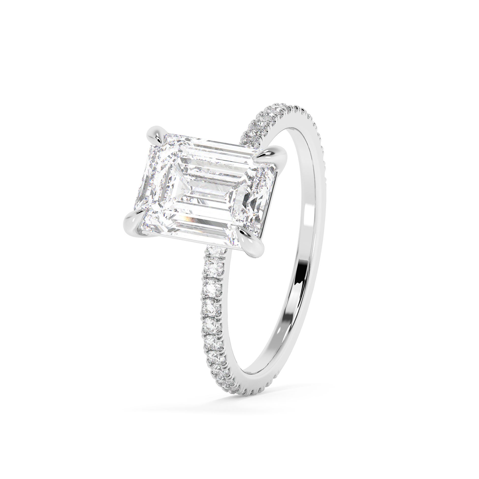 Emerald Solitaire Lab Grown Diamond Engagement Ring