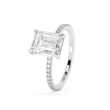 Emerald Solitaire Lab Grown Diamond Engagement Ring