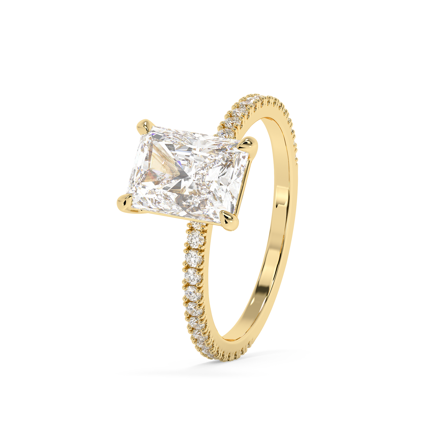 Emerald Solitaire Lab Grown Diamond Engagement Ring