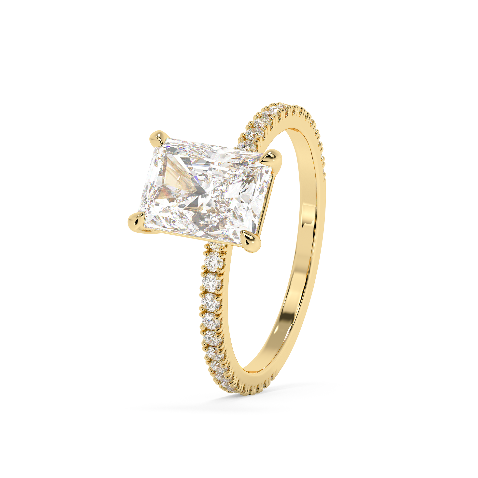 Emerald Solitaire Lab Grown Diamond Engagement Ring
