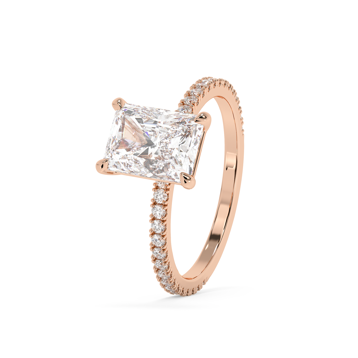 Emerald Solitaire Lab Grown Diamond Engagement Ring