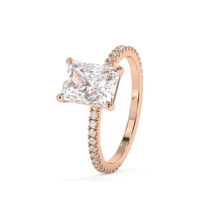 Emerald Solitaire Lab Grown Diamond Engagement Ring