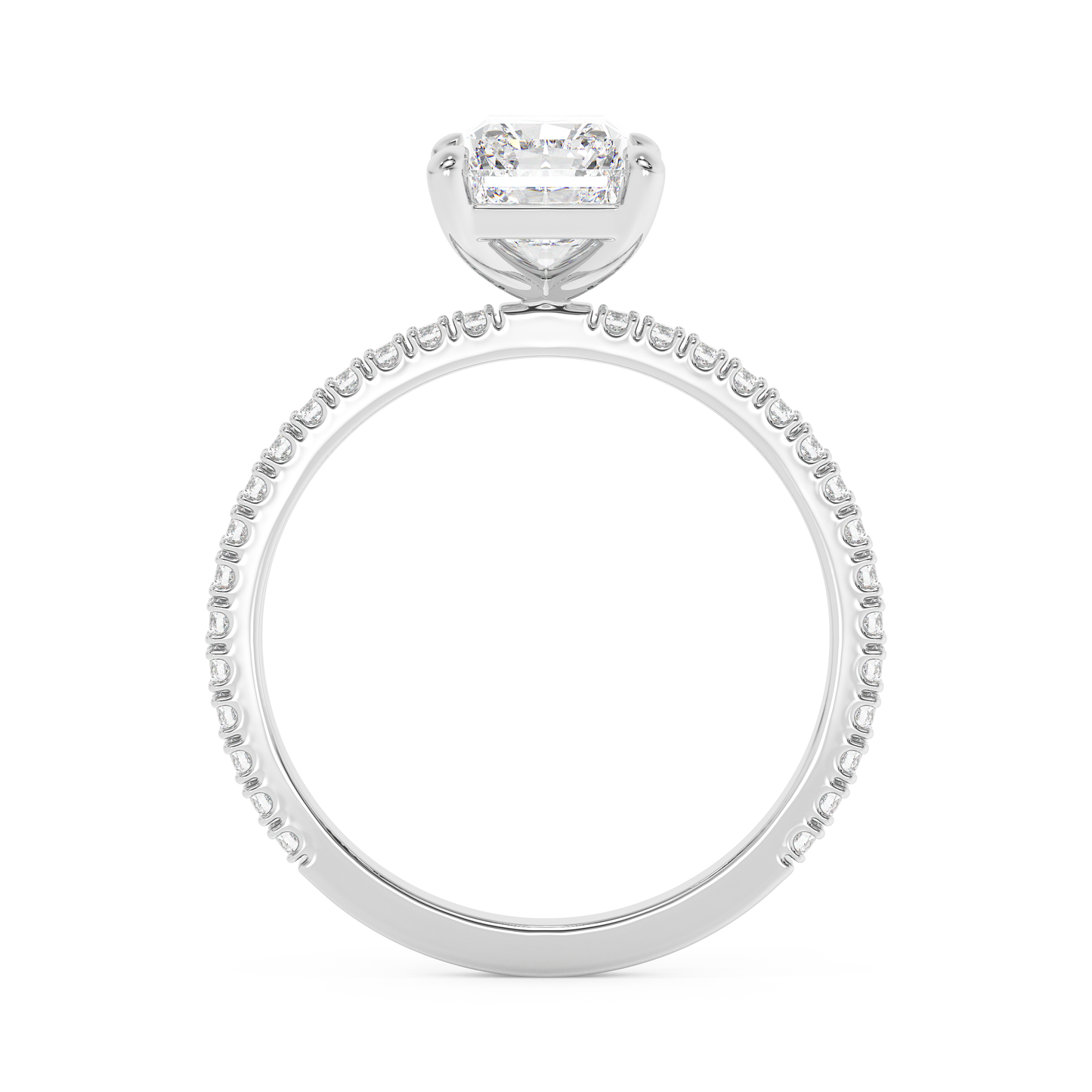 Emerald Solitaire Lab Grown Diamond Engagement Ring