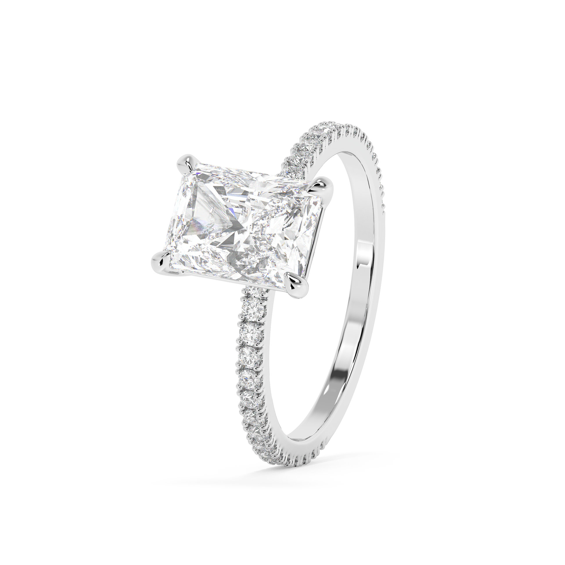 Emerald Solitaire Lab Grown Diamond Engagement Ring