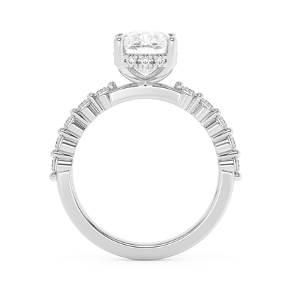 Emerald Solitaire Lab Grown Diamond Engagement Ring