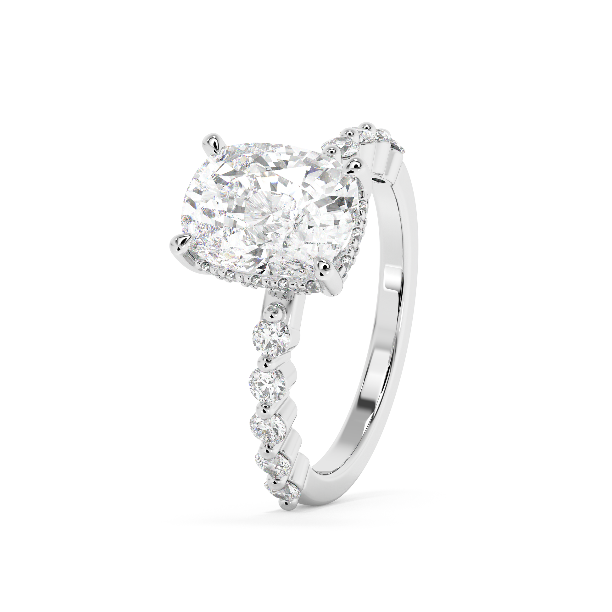 Emerald Solitaire Lab Grown Diamond Engagement Ring