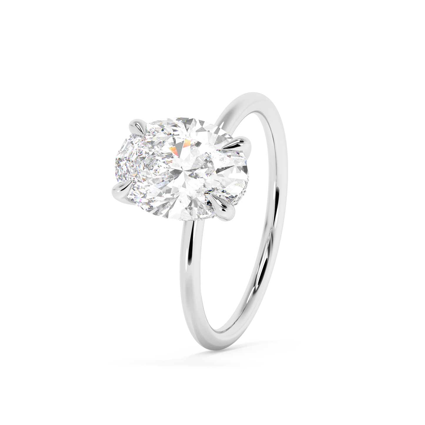 Emerald Solitaire Lab Grown Diamond Engagement Ring